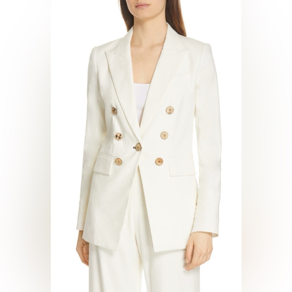 NWT $698 Veronica Beard Gaya Linen Blend Dickey Jacket In White - Picture 3 of 7